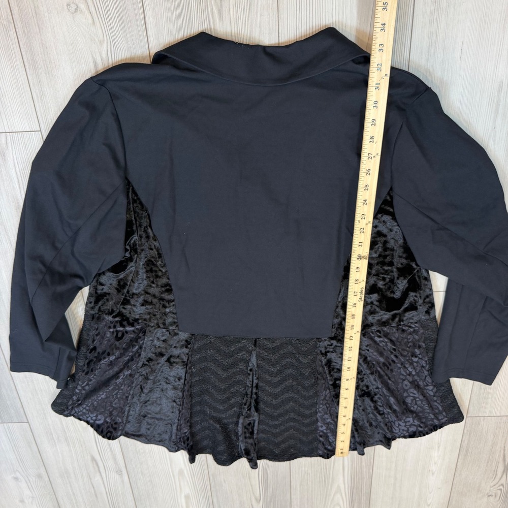 NWT Logo by Lori Goldstein Callie Black Mixed Media Velvet Lace Top 3X DLGJ030 - Picture 12 of 13